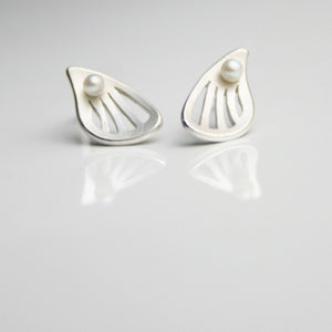 Wings Silver Earrings with pearls