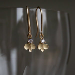 Dahlia 18ct Gold and Diamond three leaf drop Earrings