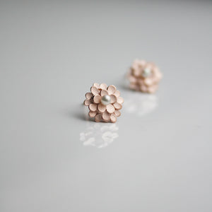 Dahlia 18ct Rose Gold Earrings with freshwater Pearls