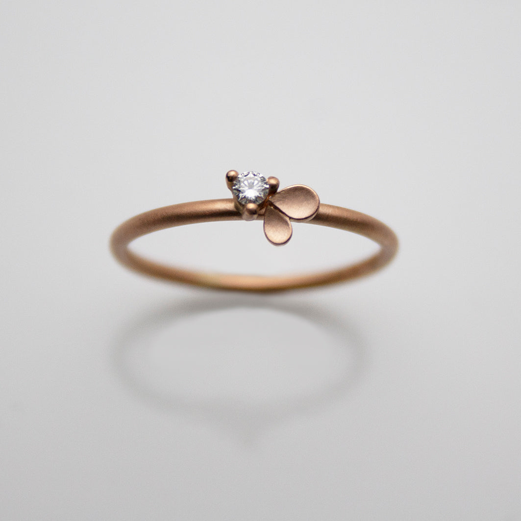 Dahlia Heart 18ct. Rose Gold and Diamond Ring