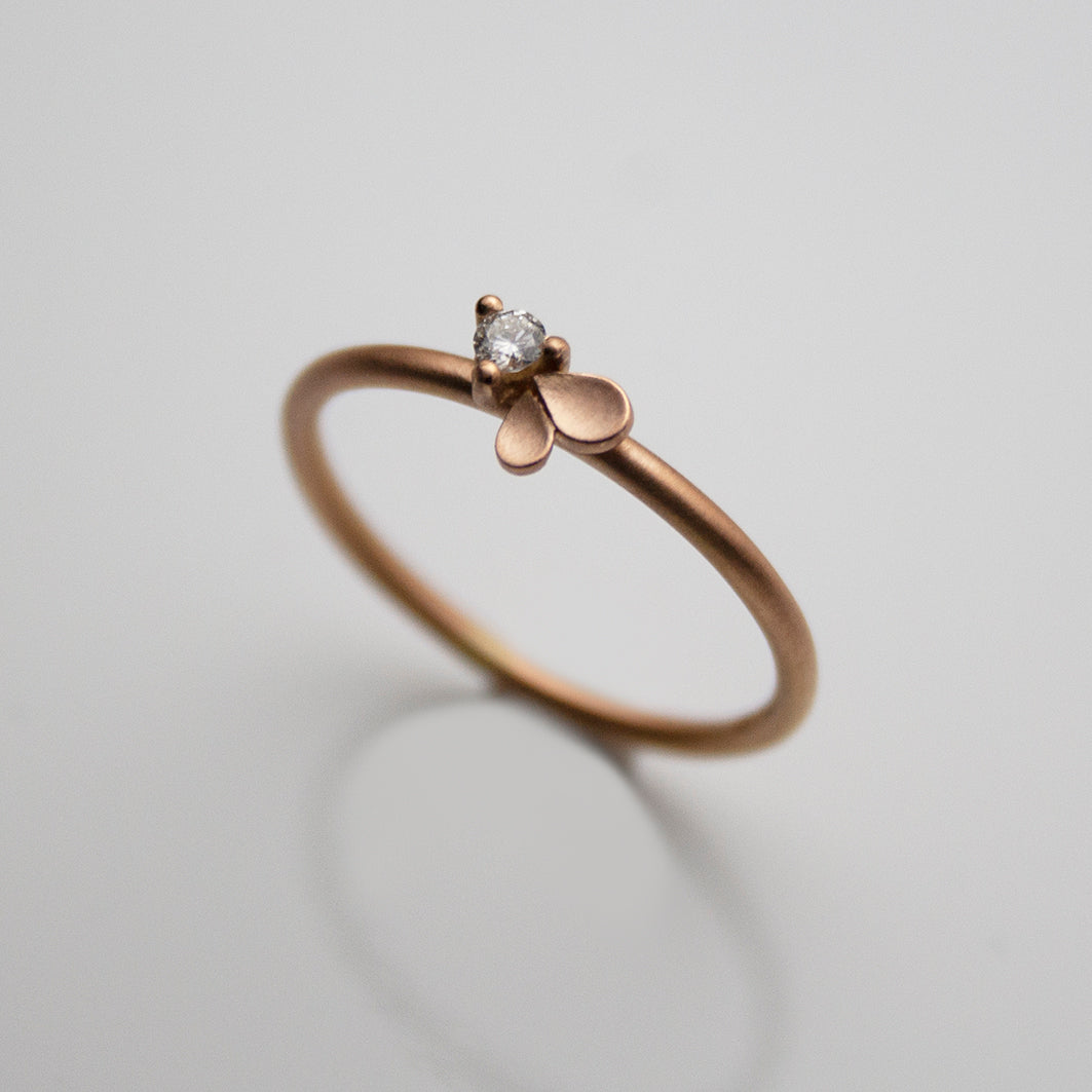 Dahlia Heart 18ct. Rose Gold and Diamond Ring