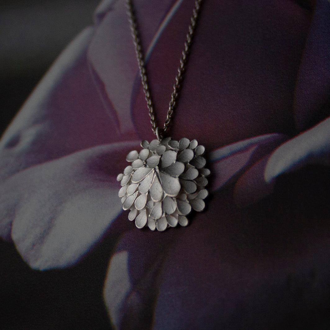 Dahlia asymmetrical large Silver Necklace