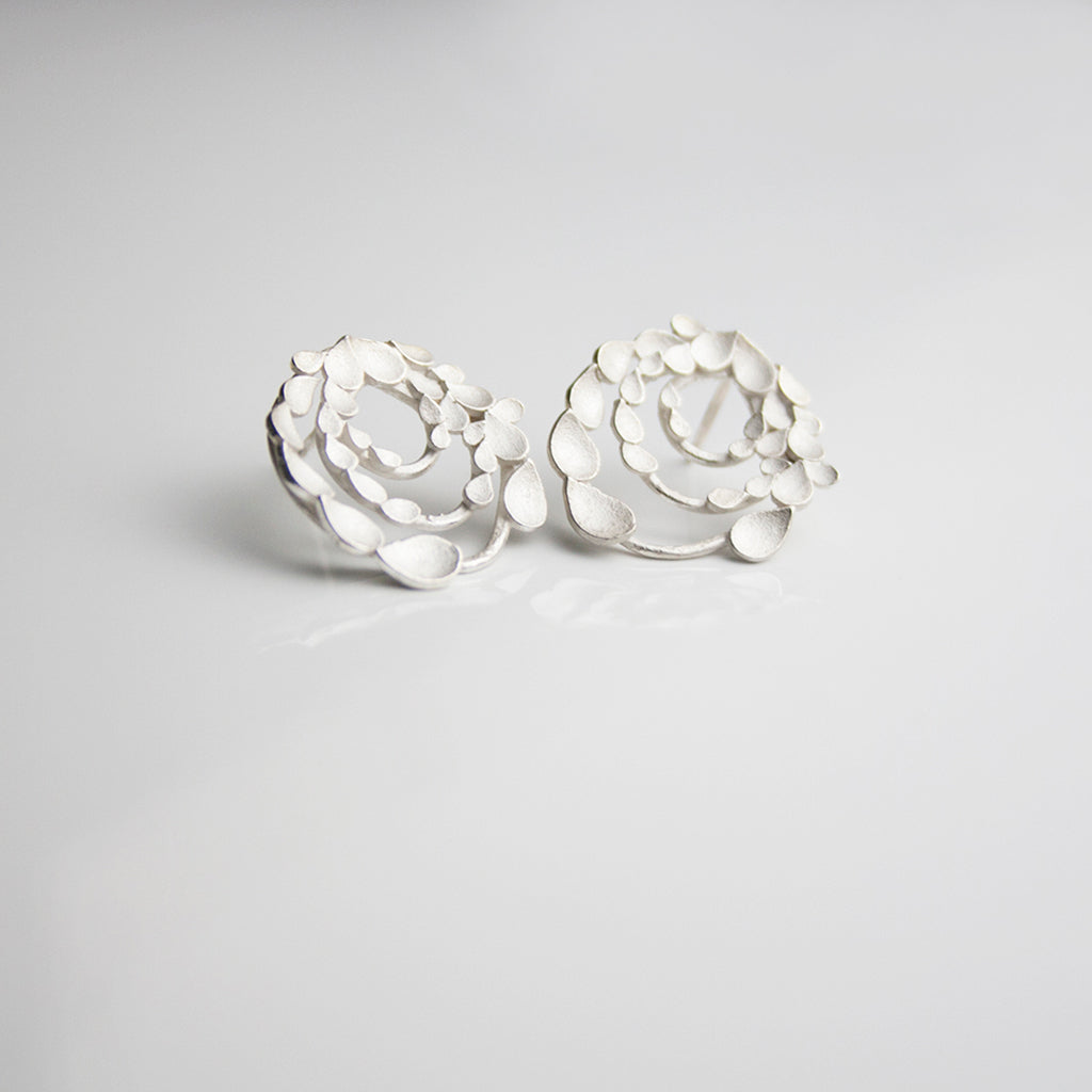 Floral Orbit Silver Earrings