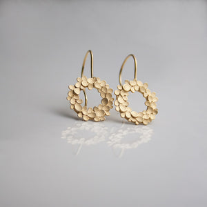 Floral wreath large Silver gold-plated Drop Earrings