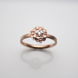 Floral wreath 9ct. Rose-gold and Diamond Ring