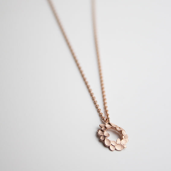 Floral Wreath small Silver Necklace Rose gold-plated