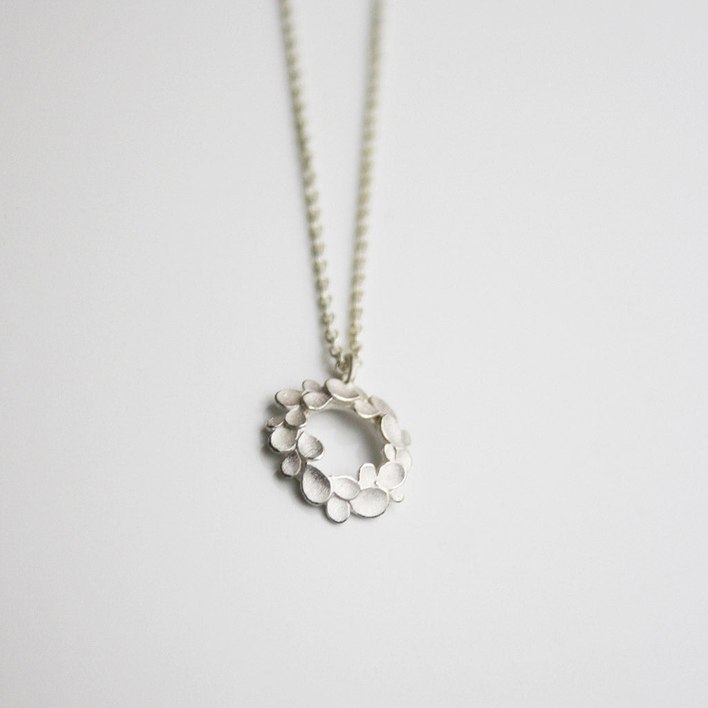 Floral Wreath small Silver Necklace