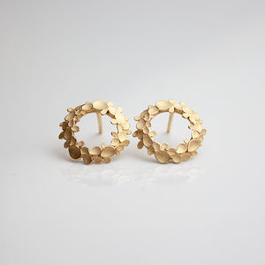 Floral wreath medium Silver gold-plated Earrings