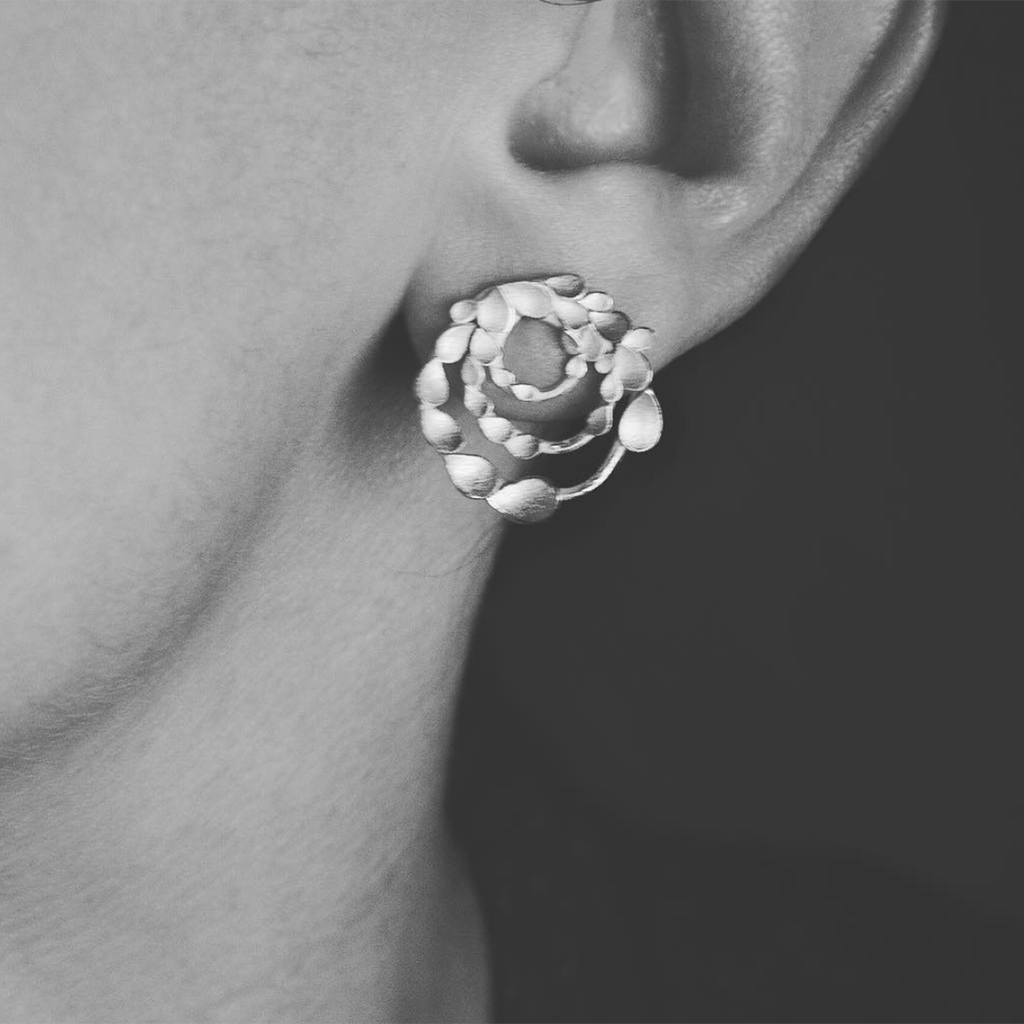Floral Orbit Silver Earrings