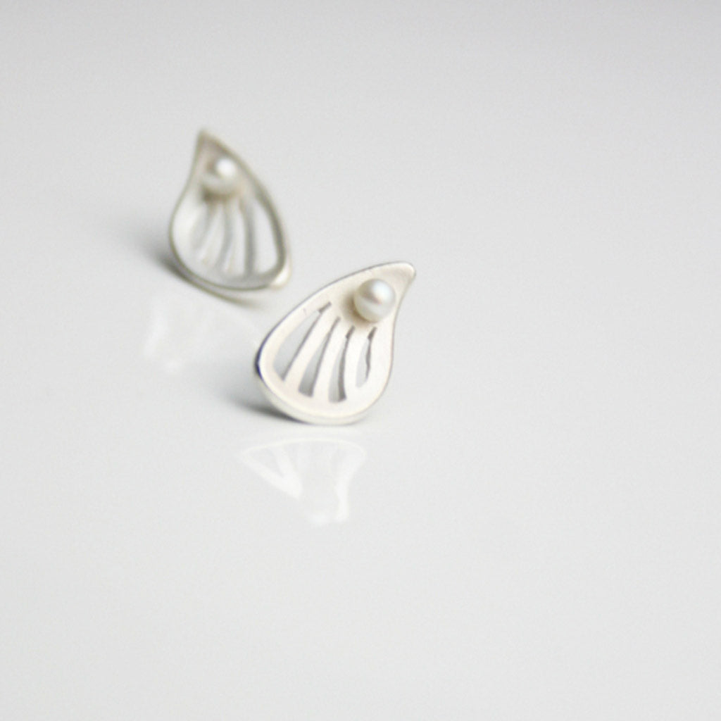 Wings Silver Earrings with pearls